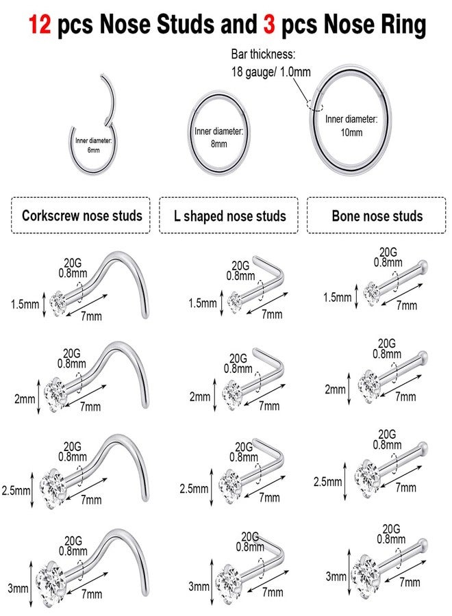 intera Stainless Steel 20G 18G Nose Rings Hoop and Nose Studs Sets Piercings Jewelry for Women and Men Hinged Clicker Segment Nose Rings Hoop Helix Cartilage Daith Tragus Sleeper Earrings - Image 2